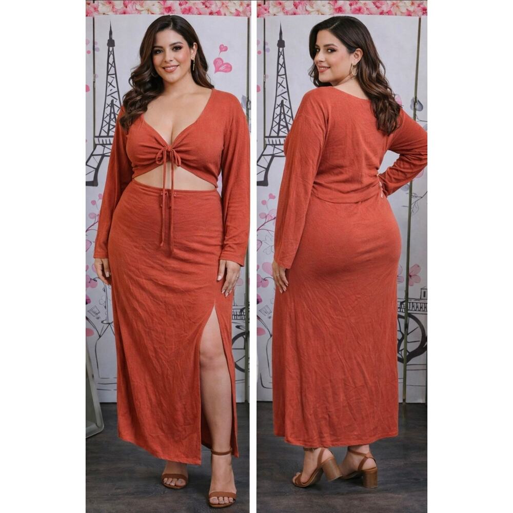 #154 MSRP $78 NWT THE DROP CUTOUT TIE-FRONT MIDI DRESS ♡SIZE 3X♡